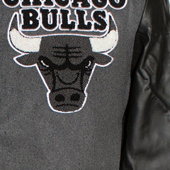 Black White Chicago Bulls NBA Varsity Jacket